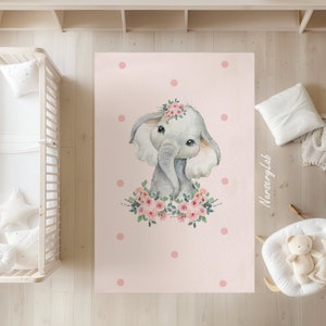 Aquarell-Elefant-Teppich, Kinderzimmerteppich, Kinderbereichsteppich, waschbarer, rutschfester weicher Teppich, Spielteppich, Mädchenteppich
