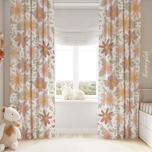 Soft Florals Baby Girl Room Curtain Nursery Curtains Window Curtains