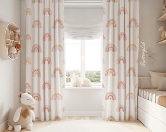 Rainbow Nursery Curtains Baby Girl Room Decor Cotton Velvet