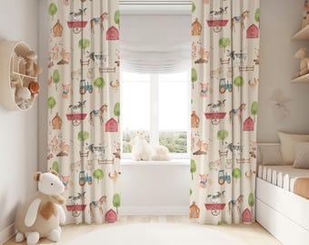 Farm Animals Baby Boy Room Curtain Nursery Curtains Window Curtains