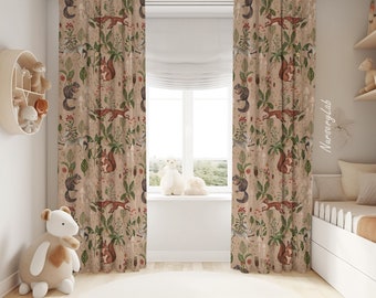 Forest Animals Baby Boy Curtain Nursery Curtains Window Curtains