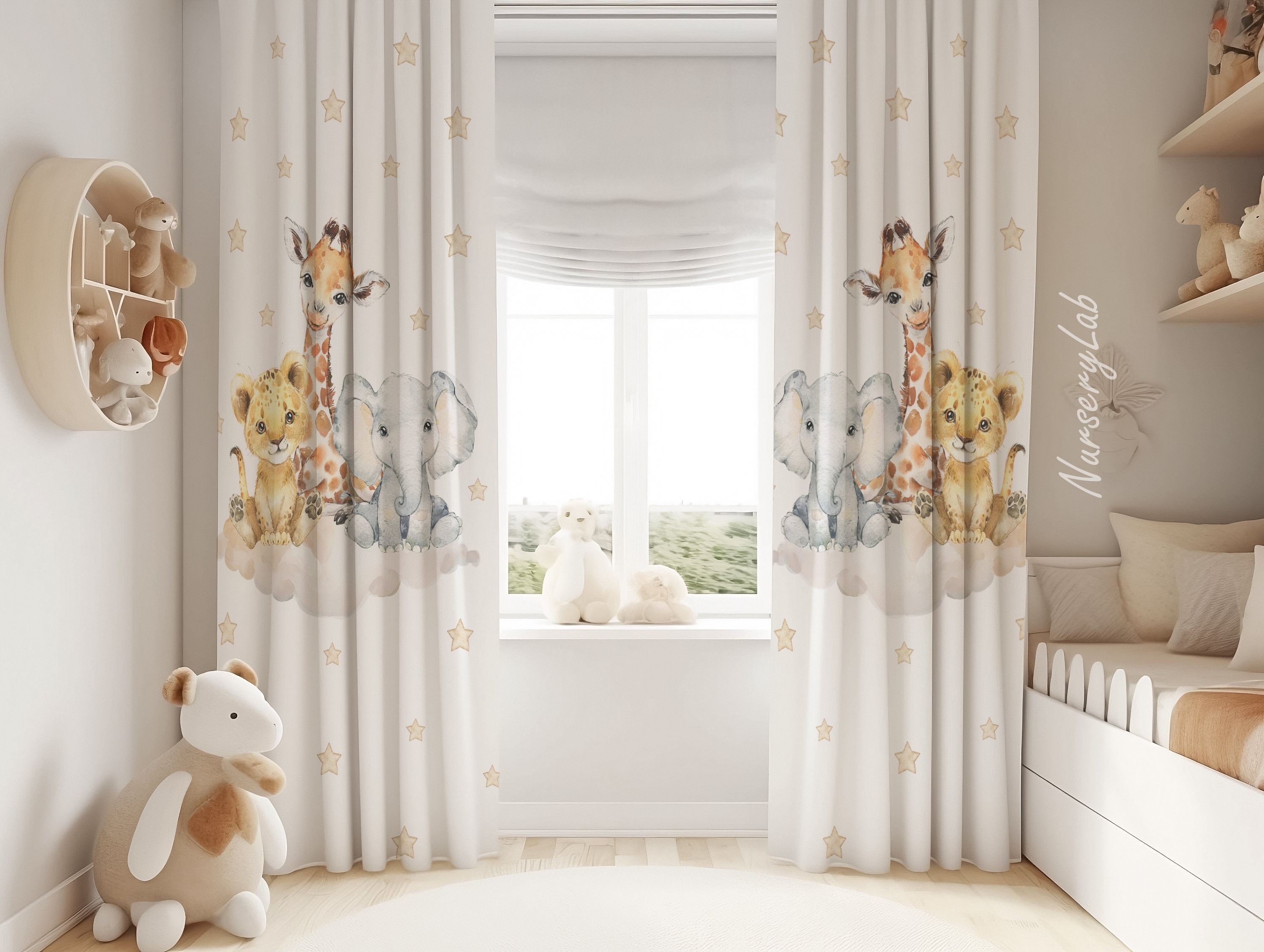 Safari Animals Baby Boy Room Curtain Nursery Curtains, Window Curtains, Nursery Decor