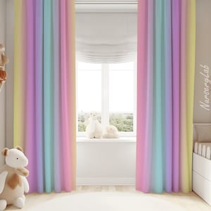 Unicorn Rainbow Ombre Baby Girl Room Curtain Nursery Curtains Window Curtains zdjęcie 1