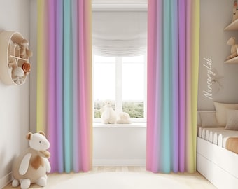 Unicorn Rainbow Ombre Baby Girl Room Curtain Nursery Curtains Window Curtains