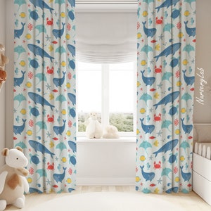 Sea Animals Baby Boy Room Curtain Nursery Curtains Window Curtains