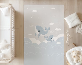 Whale Nursery Rug: Soft, Washable Play Mat