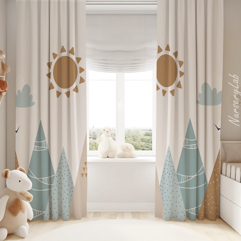 Boy Nursery Curtains Etsy