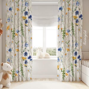 Watercolor Wildflowers Baby Girl Room Curtain Nursery Curtains Window Curtains
