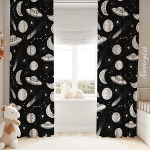 Space and UFO Baby Boy Room Curtains Nursery Curtains Window Curtains