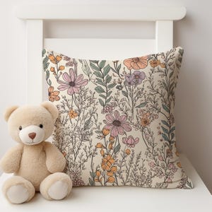 Wildflowers Cushion Cover, Nursery Cushion Cover, Gift for Kids, Throw Pillow Cover