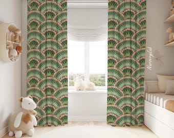 Green Leaves Florals Baby Girl Room Curtain Nursery Curtains Window Curtains