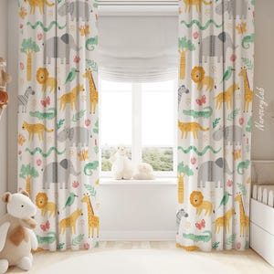 Safari Animals Baby Boy Room Curtain Nursery Curtains Window Curtains