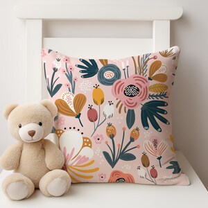 Florals Cushion Cover, Nursery Cushion Cover, Gift for Kids, Throw Pillow Cover