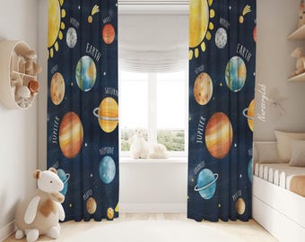 Watercolor Planets Nursery Curtains: Baby Boy Room Decor