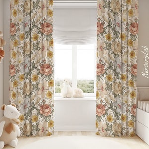Vintage Boho Florals Baby Girl Room Curtain Nursery Curtains Window Curtains