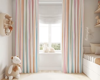 Colorful Stripes Baby Girl Curtain Nursery Curtains Window Curtains