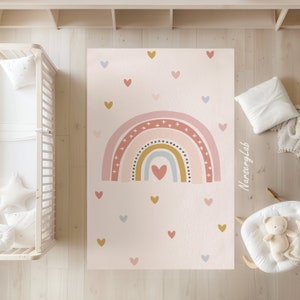 Regenbogen Teppich, Kinderteppich, Waschbar, Rutschfest, Spielteppich, Teppich für Mädchen