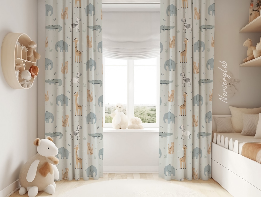 Safari Animals Baby Boy Room Curtain Nursery Curtains Window Curtains — free download