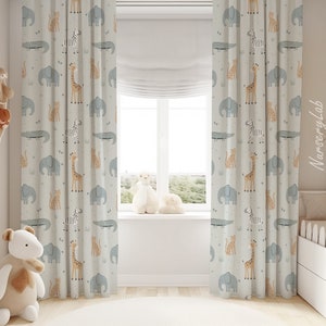 Safari Animals Baby Boy Room Curtain Nursery Curtains Window Curtains
