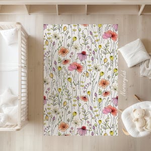 Tapis WildFlowers, tapis pour chambre de bébé, tapis pour enfants, tapis doux antidérapant lavable, tapis de jeu, tapis pour filles