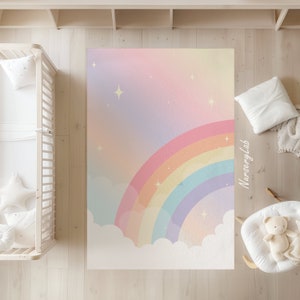 Regenbogenteppich, Kinderzimmerteppich, Kinderteppich, waschbarer, rutschfester weicher Teppich, Spielteppich, Mädchenteppich