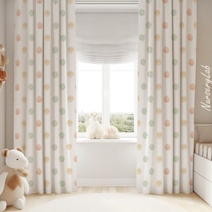 Watercolor Dots Baby Girl Curtain Nursery Curtains Window Curtains