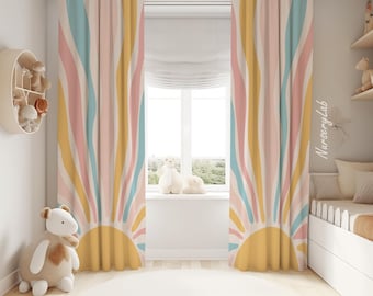 Boho Rainbow Sun Baby Girl Room Curtain Nursery Curtains Window Curtains