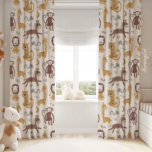 Boho Safari Animals Baby Boy Room Curtains Nursery Curtains Window Curtains