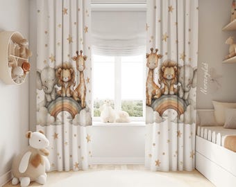 Safari Animals Baby Boy Curtain Nursery Curtains Window Curtains