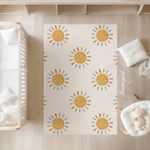 Boho-Sonnenteppich, Kinderzimmerteppich, Kinderteppich, waschbarer, rutschfester weicher Teppich, Spielteppich, Mädchenteppich