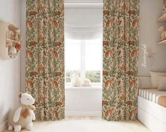 Woodland Animals Baby Girl Room Curtain Nursery Curtains Window Curtains