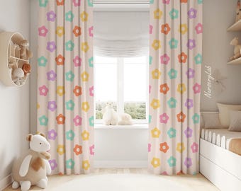 Colorful Daisies Baby Girl Room Curtain Nursery Curtains Window Curtains