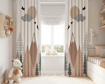 Boho Mountains Baby Boy Curtain Nursery Curtains Window Curtains