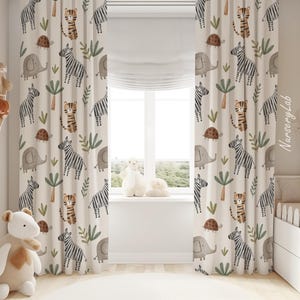 Safari Animals Baby Boy Room Curtains Nursery Curtains Window Curtains