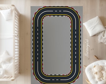 Race Car Road Rug: Soft Non-Slip Play Area Rug