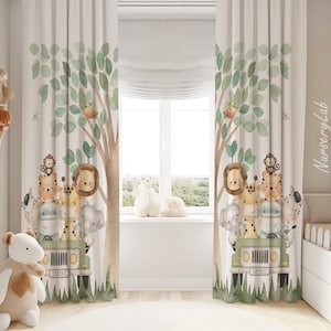 Safari Animals Baby Boy Room Curtains Nursery Curtains Window Curtains