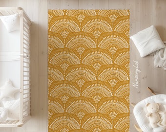 Mustard Yellow Boho Geometric Nursery Rug: Soft, Washable, Non-Slip