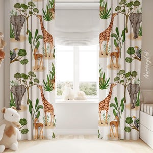 Safari Animals Baby Boy Room Curtain Nursery Curtains Window Curtains