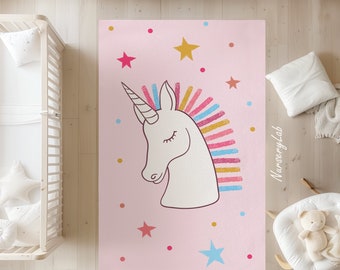 Unicorn Nursery Rug: Soft, Washable, Non-Slip Kids Play Area