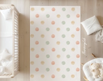 Watercolor Polka Dot Nursery Rug Soft Washable Non-Slip Kids Play Area