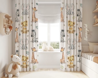 Safari Animals Baby Boy Curtain Nursery Curtains Window Curtains