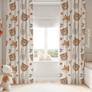 Forest Animals Baby Boy Room Curtains Nursery Curtains Window Curtains