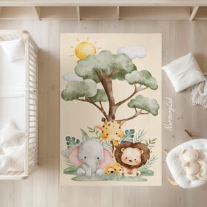 Safari Tiere Teppiche, Teppiche Kinderteppich, Kinderteppich, waschbar, rutschfest, Kinderteppich, Kinderteppich, Jungenteppich