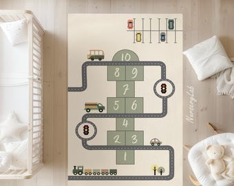 Car Road Nursery Rug Soft Washable Kids Play Rug