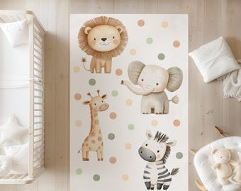 Safari Animals Nursery Rug: Soft, Non-Slip Kids Play Area