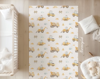 Construction Trucks Nursery Rug: Soft, Non-Slip Kids Play Area