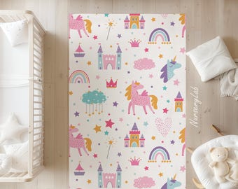 Tapis pour chambre de bébé château et licorne : aire de jeux pour enfants douce, lavable et antidérapante