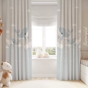 Cute Whale Baby Boy Room Curtains Nursery Curtains Window Curtains
