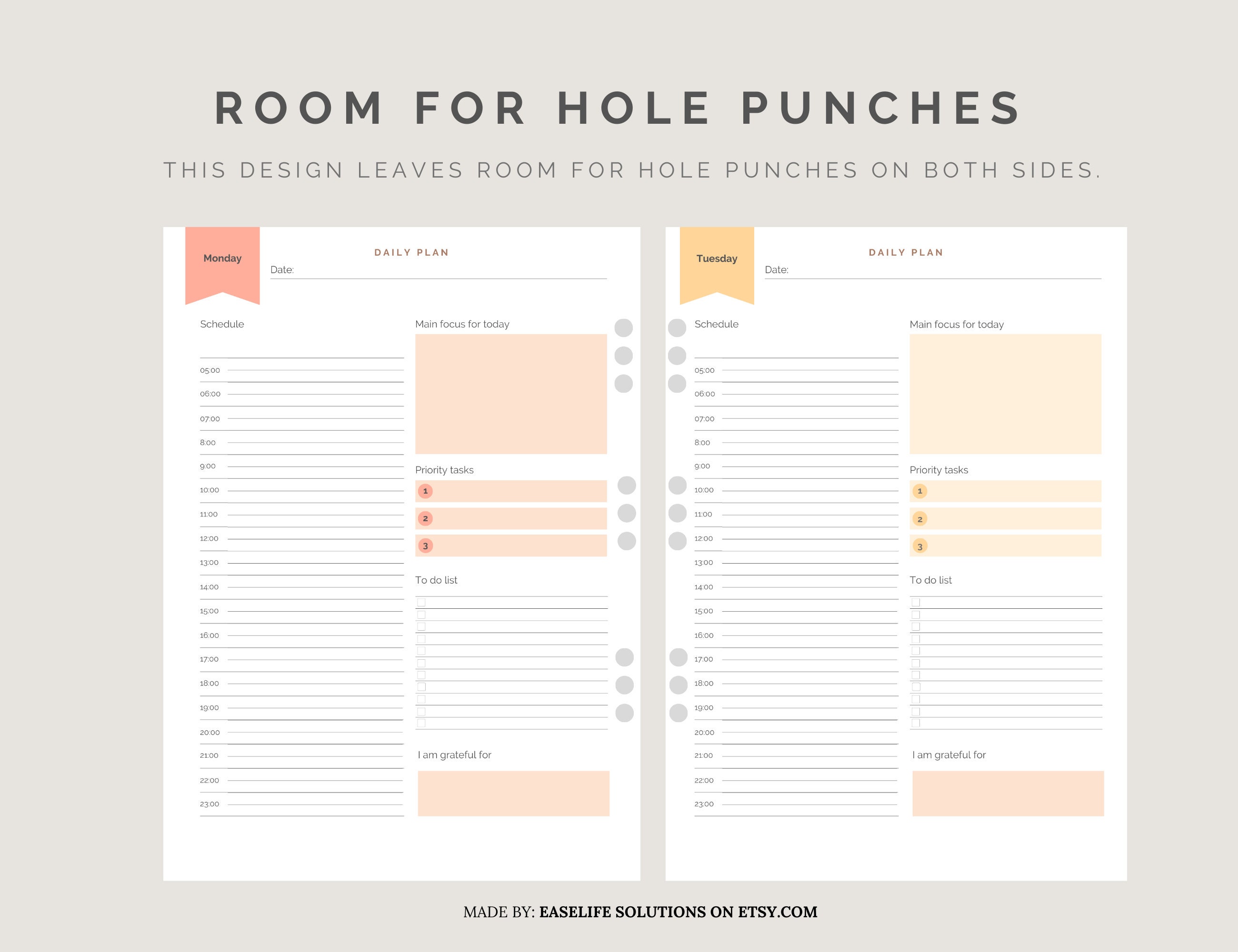 Daily Planner, Printable 7 Day Planner, Weekly Planner, Hourly Planner ...