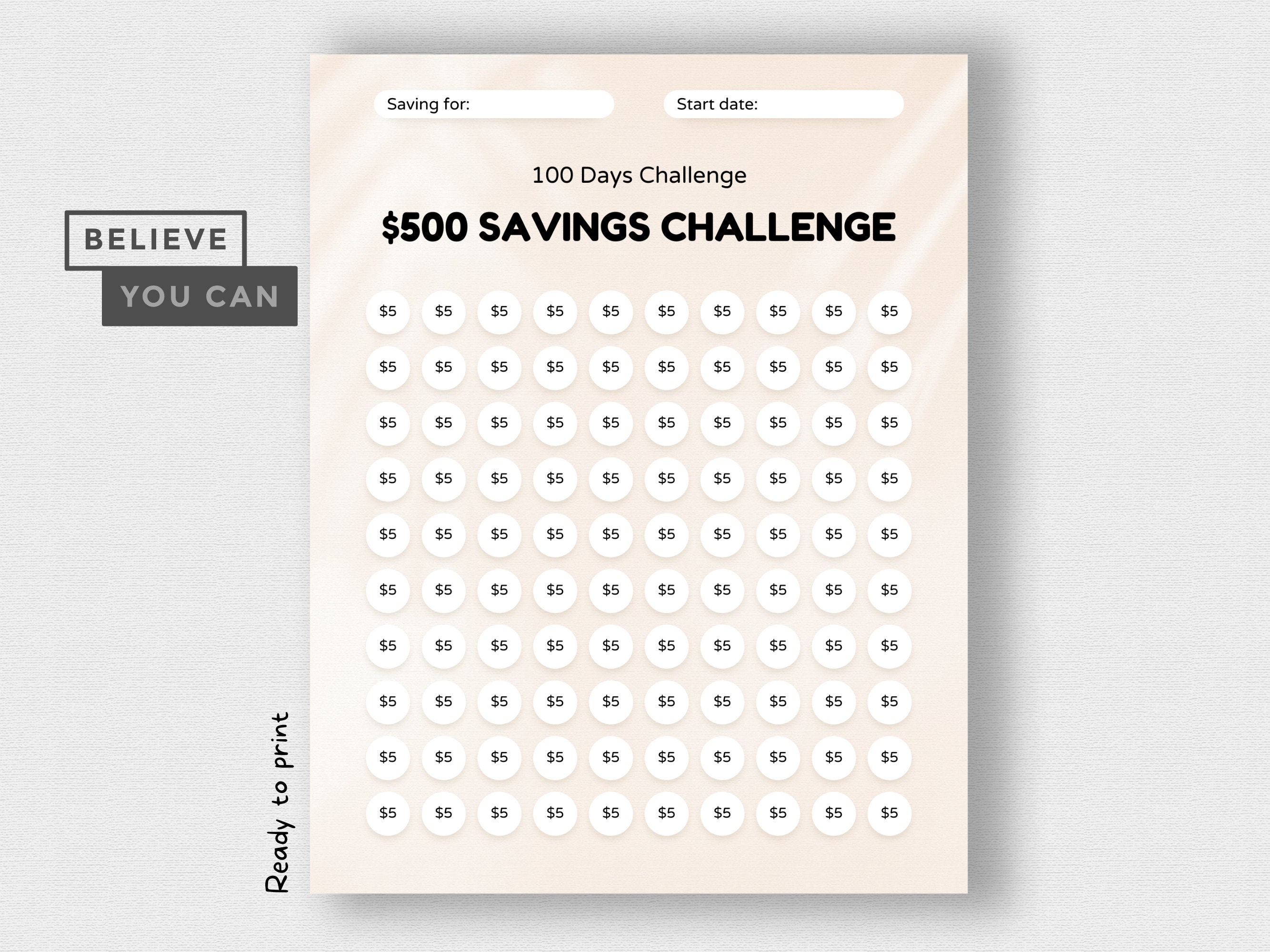 Savings Challenge Printable Savings Challenge Bundle A4 Sized Savings